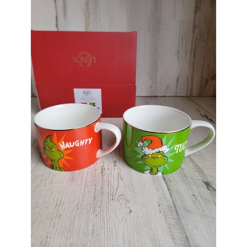 Lenox Merry‎ Grinchmas naughty nice mugs whoville Xmas set